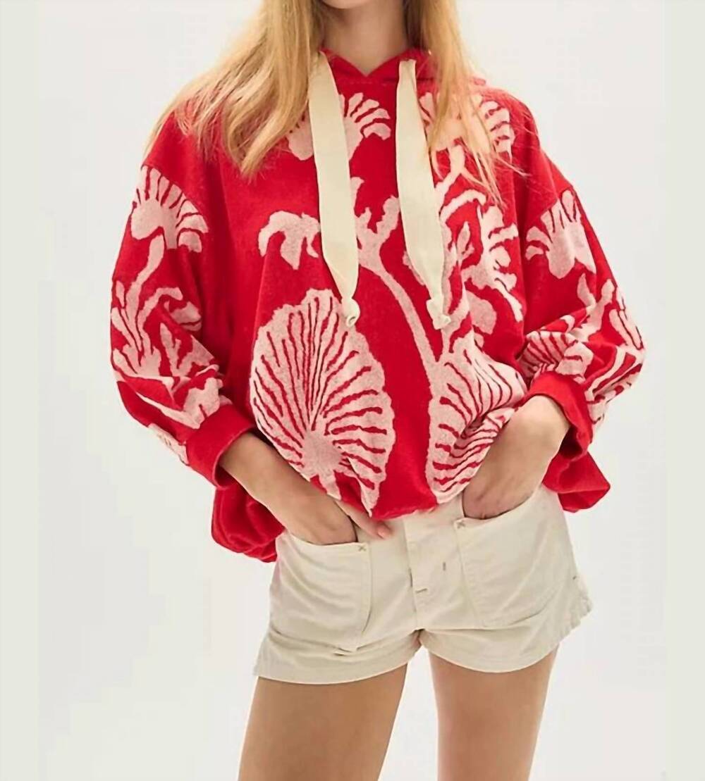 NEW FREE PEOPLE shell baby long sleeve hoodie in red